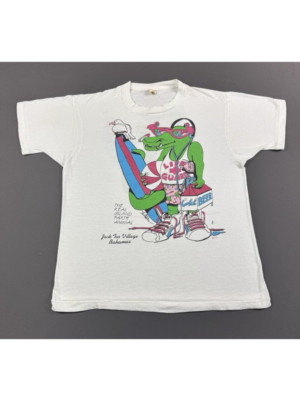 Rare Vintage 80s Life Guard Croc Aligator Island Party Animal Jac Tar Bahamas
